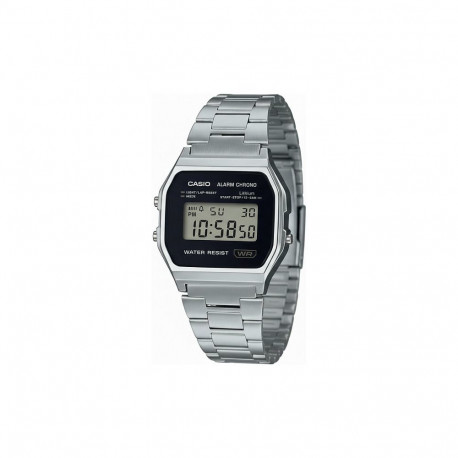 "Casio A158WA Vintage Unisex-Uhr Digital mit Edelstahlarmband, silber"