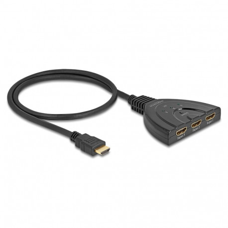 "DELOCK HDMI Switch 3 x HDMI in zu 1 x HDMI out 8K 60 Hz mit integriertem Kabel 60cm"