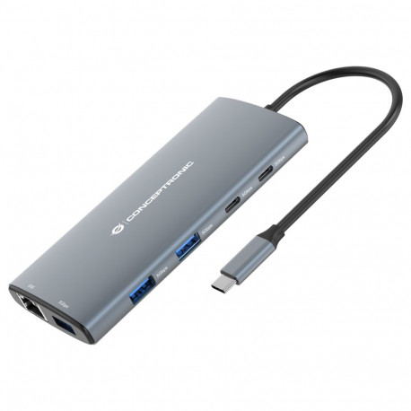Conceptronic 10-1 hall dokkimisjaam USB-C->HDMI/2xUSB-C/3xUSB-A/+ 20cm