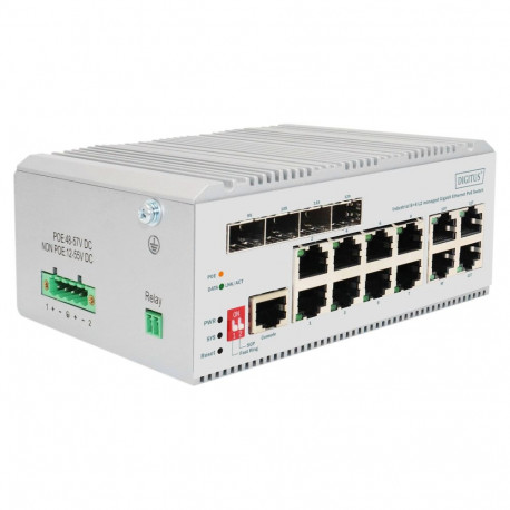 "Digitus 8+4P Industrial Gigabit Ethernet PoE Switch L2 managed"