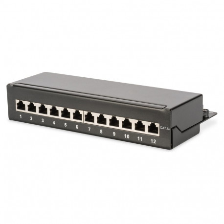 "DIGITUS Patchpanel 1HE 12-Port Cat6A geschirmt schwarz"