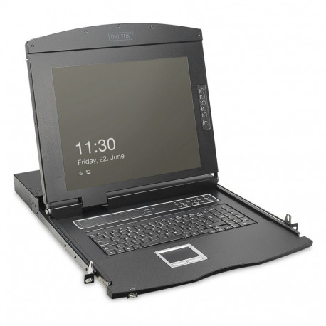 "Digitus Modulare HD LCD KVM Konsole mit 19"" TFT, 8-Port VGA KVM Anschluss, Touchpad, deutsches Tas
