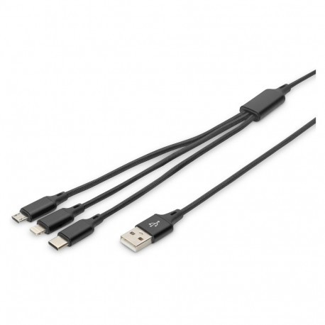 "DIGITUS LAK 3in1 USBA+Lightning+MicroUSB->USBC 1m schwarz"