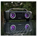 Splash proof bluetooth speaker FM radio USB and SD with light effects Lenco, black