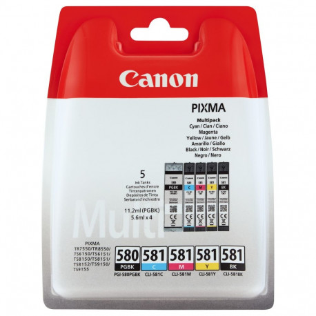 "Canon Tinte PGI-580/CLI-581 2078C005 5er Multipack (PGBK/BKMCY) bis zu 400 Seiten gemäß ISO/IEC 247