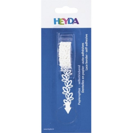 Heyda paper lace Leaves 14mmx200cm, white