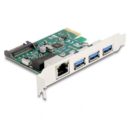 "PCI Express x1 Karte zu 3 x USB 5 Gbps Typ-A Buchse + 1 x Gigabit LAN"
