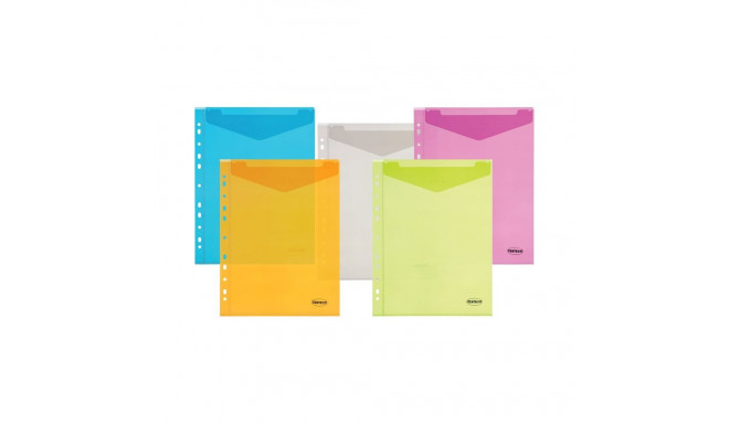 Envelope plastic vertical A4 with perforation 0.18mm assorted PP