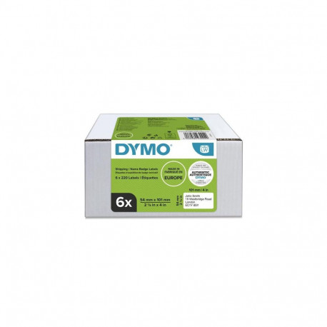 DYMO Authentic LabelWriter Large Shipping Labels/Name Badges | 54mm x 101mm | 6 Rolls of 220 Easy-Pe