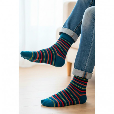 SOKISAHTEL BRUNO sinised triibulised puuvillased sokid 446