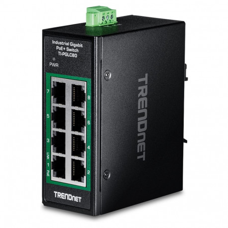 TRENDnet tööstuslik minikommutaator TI-PGLC80 8-Port Gigabit PoE+ DIN-Rail