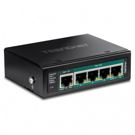 "TRENDnet TI-B541 5-Port DIN-Rail Switch, PoE++ Powered mit PoE Pass-Through"