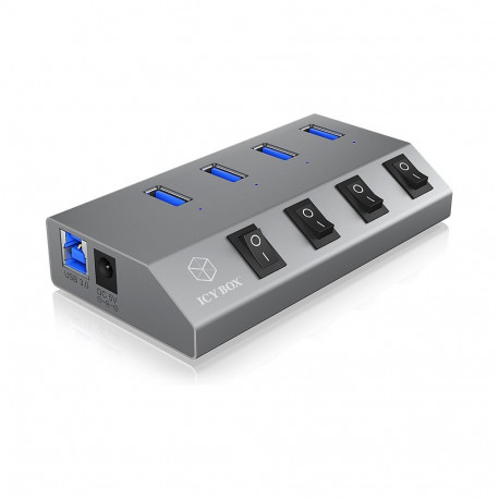 "HUB USB 3.0 . 4x USB Type-A Anschlüsse. An-/Ausschalter für jeden Port ICY BOX"