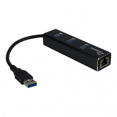 "USB3.0 HUB 3Port Inter-Tech Argus IT-310 1x RJ45 Gigabit Lan passiv Black"