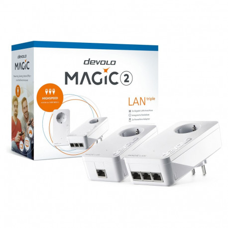 Devolo Magic 2 LAN triple Powerline'i stardikomplekt kuni 2.400 Mbit/s, 3x Gigabit LAN (üksuse kohta