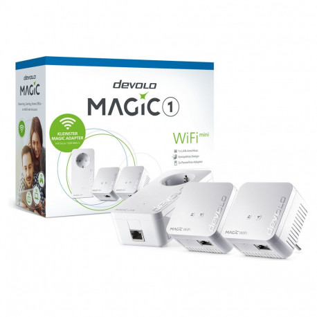 devolo Magic 1 WiFi mini Powerline Multiroom komplekt kuni 1200 Mbit/s, WiFi 4 kuni 300 Mbit/s, 1x L