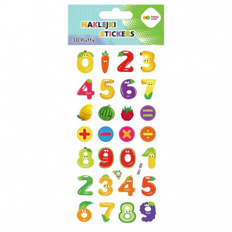 3D-kleebised pehmed – Fruit Numbers, 28tk