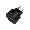 Dual USB socket adapter, 10.5W, 2xUSB-A, black