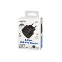 Dual USB socket adapter, 10.5W, 2xUSB-A, black