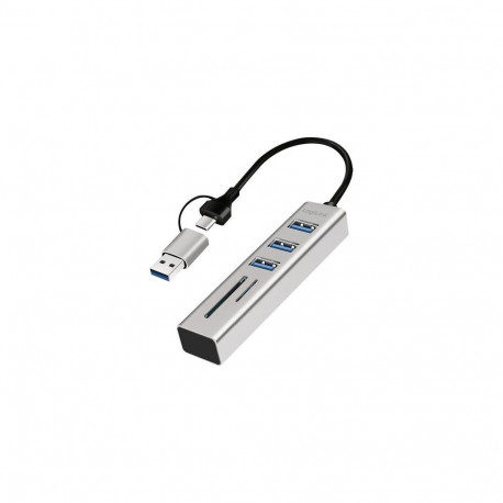 LogiLink USB 3.0 hub, 4x USB-A, 5 Gbit/s, 2-in-1 connection cable, silver