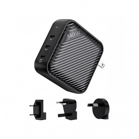 Power Charger - INVZI GanHub 140W 3x USB-C EU/UK/AU/US Black