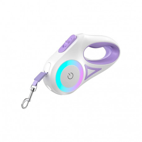 Pet Leash - Rojeco Automatic Leash 3m, LED Light, 35kg, Purple