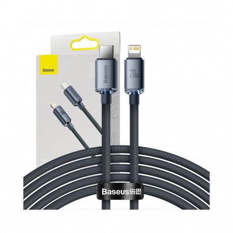 Cable - Baseus Crystal Shine USB-C to Lightning 20W 2m Black