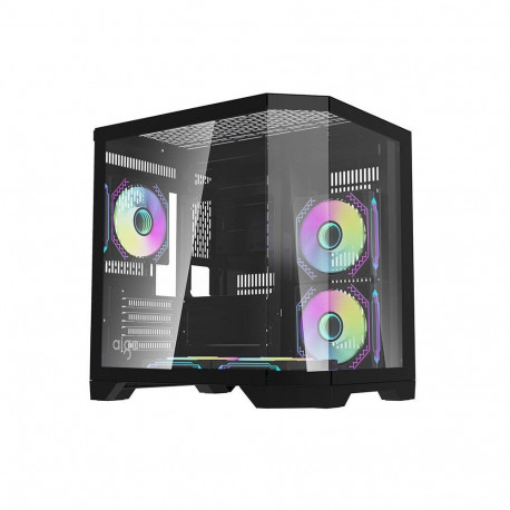 Computer Case - darkFlash FT350 Mini Tower, 5 ARGB Fans, 3 Glass Panels, Black