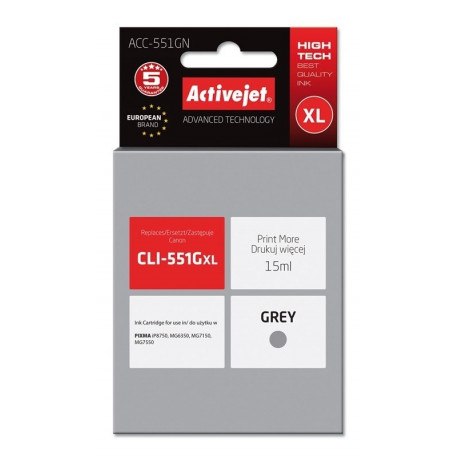 Activejet ACC-551GN Ink (replacement for Canon CLI-551G; Supreme; 15 ml; gray)