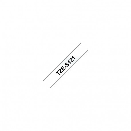 Brother | TZe-S121 Strong Adhesive Laminated Tape | Black on Clear | TZe | 8 m | 9 cm