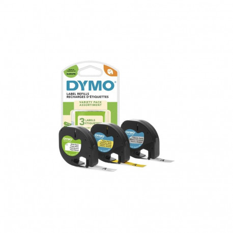 DYMO LetraTag Labels Starter Pack with PaperPlastic and Metallic Labels | 12 mm x 4 m Rolls | 3 Roll