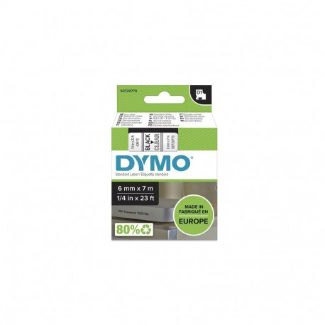 DYMO Authentic D1 Labels | Black Print on Clear Tape | 6 mm x 7 m | Self-Adhesive Labels for LabelMa