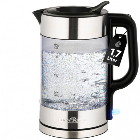 ProfiCook veekeetja PC-WKS 1322 G 1.7L 2200W, hõbedane, must, läbipaistev