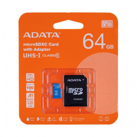 ADATA 64GB microSDHC Class 10 UHS-I mälukaart