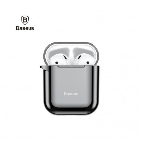 Baseus kaitseümbris Metallic Shining Ultra-thin Silicone Protector Case with Hook Airpods 1/2, must