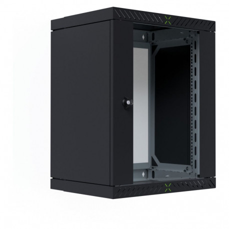 "19"" Wandgehäuse X-Rack mit Glastür 400-600mm 15HE schwar"