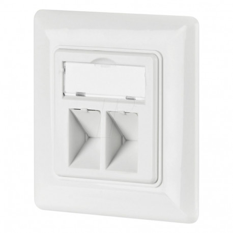 "Netzwerkdose 2-fach für Keystones, Weiss, RAL 9003"