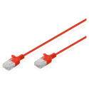Õhuke patch-kaabel CAT 6 U-UTP 0,3m, punane