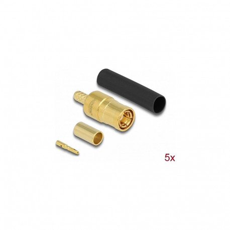 "SMB Stecker zum Crimpen RG-174 / RG-316 mit passendem Schrumpfschlauch - 5 Stück"