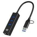 Conceptronic adapter USB-C/-A3.0 -> 3xUSB-A/GbE 5Gbs 0.18m, must
