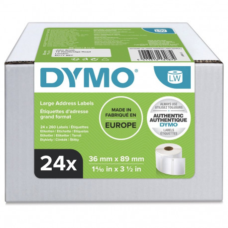 Dymo suured aadressietiketid 36x89mm 6240 etiketti (24 rulli), valge