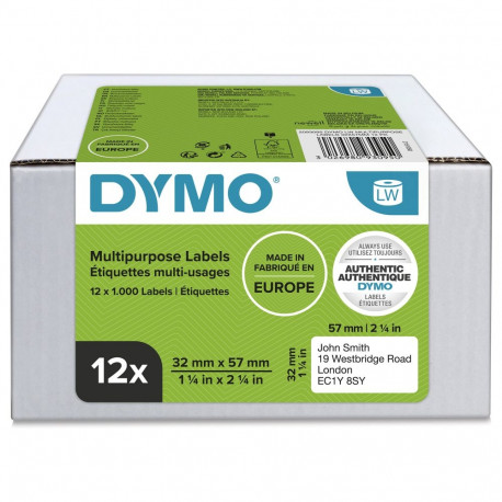 Dymo universaalsed etiketid 32x57mm 12x1000tk, valge