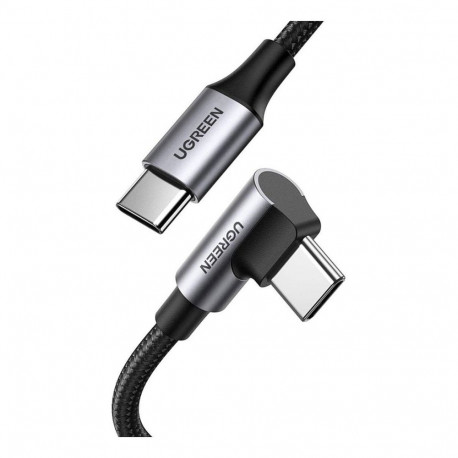 UGREEN USB-C - USB-C kaabel US334 100W PD Fast Charging nurga all pistik punutud 1m, must