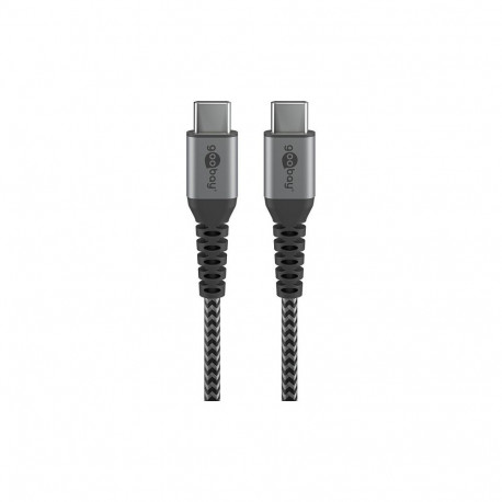 Goobay USB-C–USB-C-kaabel metallpistikutega, hall, 1m