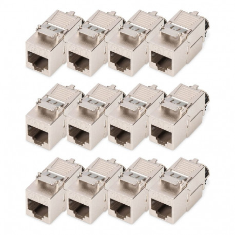 "Digitus Keystone-Modul Cat. 8.1, geschirmt, 12 Stck (silber, werkzeugfreier Montageanschluss)"