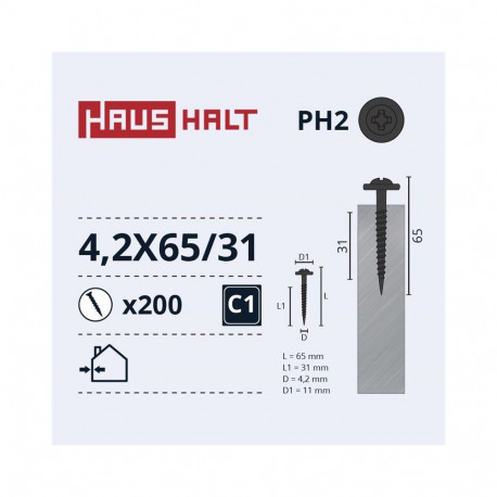 Isepuuriv kruvi 4,2X65/31 MET/MET fosfaaditud (200)