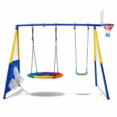 Laste aiamänguväljak 4in1 pesakiik kiik korvpallikorv