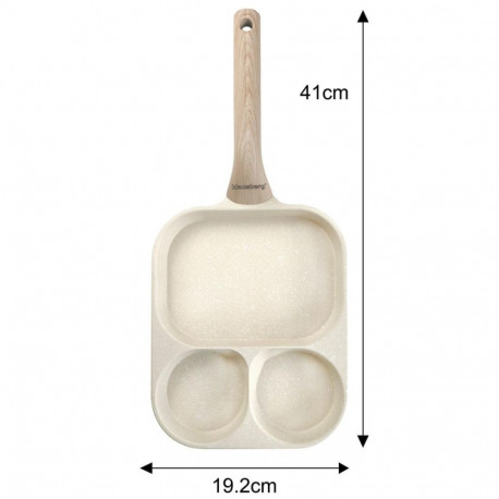 Klausberg ristkülikukujuline pann KB-7829 mittenakkuva kattega 3 sektsiooniga puidust käepidemega 41