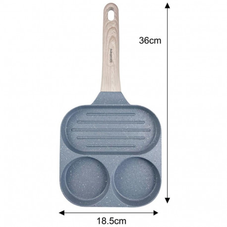 Klausberg pann KB-7817 nakkumatu kattega 3-sektsiooniline puidust käepidemega 36x18,5x2,5cm, hall