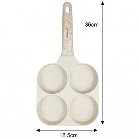 Klausberg pann KB-7823 nakkekindla kattega 4 sektsiooni puidust käepidemega 36x18,5x2,5cm, beež